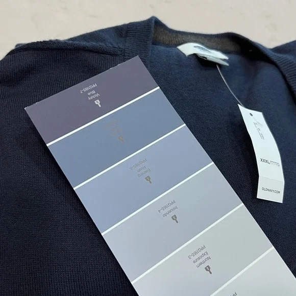 Old Navy Men's Navy Blue V-Neck Long Sleeve Lightweight Cotton Sweater XXXL - Picture 8 of 8